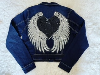 JEAN JACKET HEART AND WINGS