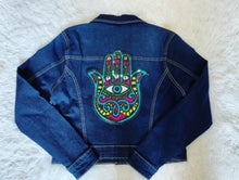 Load image into Gallery viewer, JEAN JACKET HAND HAMSA HAND
