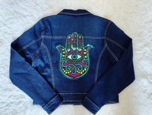 JEAN JACKET HAND HAMSA HAND